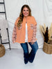 Acid Washed Coral Denim Jacket with Plaid Sleeves - Whiskey Skies - ODDI