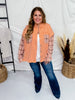 Acid Washed Coral Denim Jacket with Plaid Sleeves - Whiskey Skies - ODDI