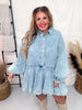 Acid Washed Denim Tiered Mini Babydoll Dress - Whiskey Skies - SWEET GENERIS