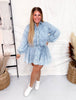 Acid Washed Denim Tiered Mini Babydoll Dress - Whiskey Skies - SWEET GENERIS