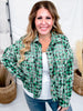 Acid Washed Green Plaid Flannel With Distressed Hems - Whiskey Skies - WHITE BIRCH