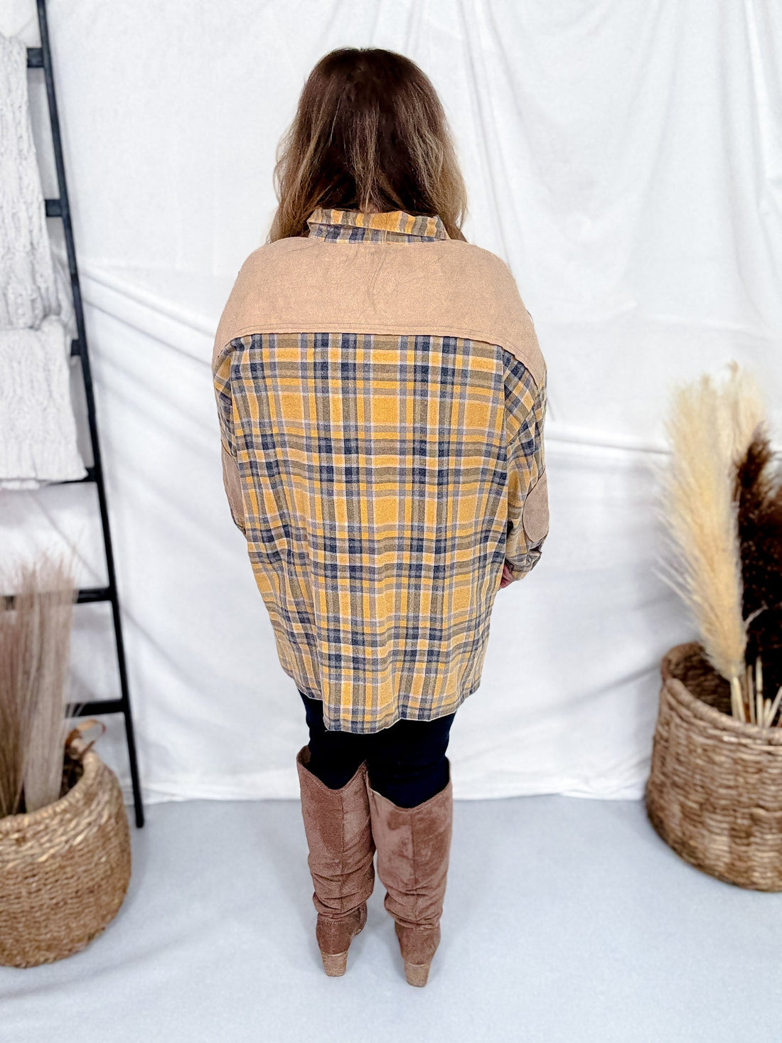 Acid Washed Yellow Plaid Button Down Flannel - Whiskey Skies - EASEL