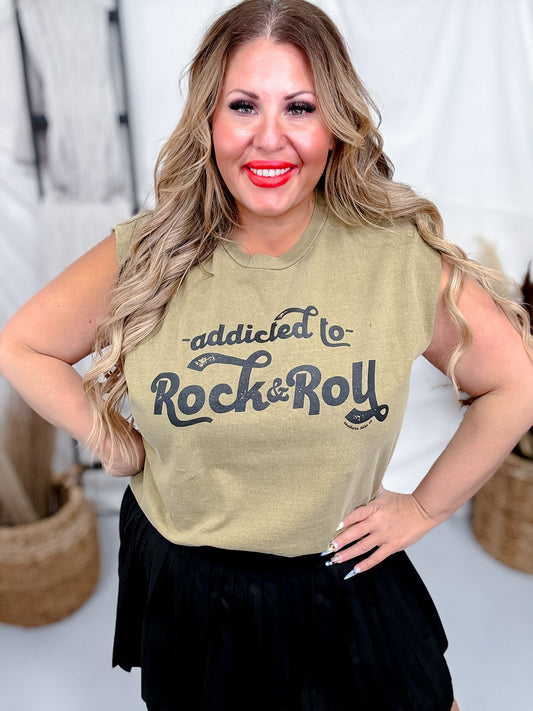 Addicted to Rock and Roll Muscle Tee - Whiskey Skies - SOUTHERN BLISS COMPANY