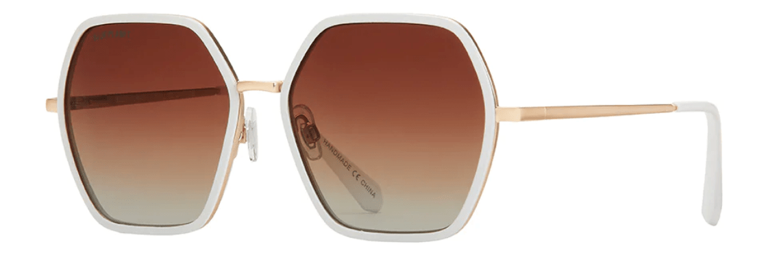 Addyson White and Gold Polarized Sunglasses - Whiskey Skies - BLUE PLANET