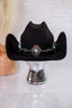 Adjustable Black Cowgirl Hat W/ Turquoise Stud Concho - Whiskey Skies - FAME ACCESSORIES