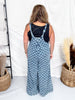 Adjustable Strap Checkered Denim Jumpsuit - Whiskey Skies - BLUEVELVET