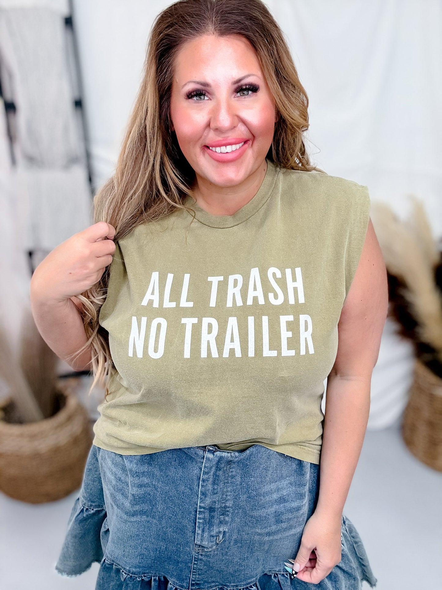 All Trash No Trailer Muscle Tank Top - Whiskey Skies - STATED BRANDS