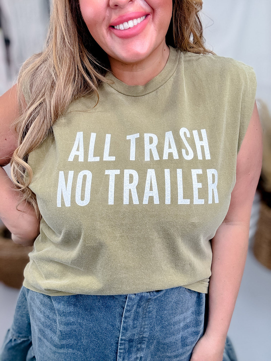 All Trash No Trailer Muscle Tank Top - Whiskey Skies - STATED BRANDS