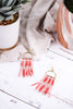 Allison Check Stripe Beaded Fringe Earrings Blush - Whiskey Skies - INK+ALLOY