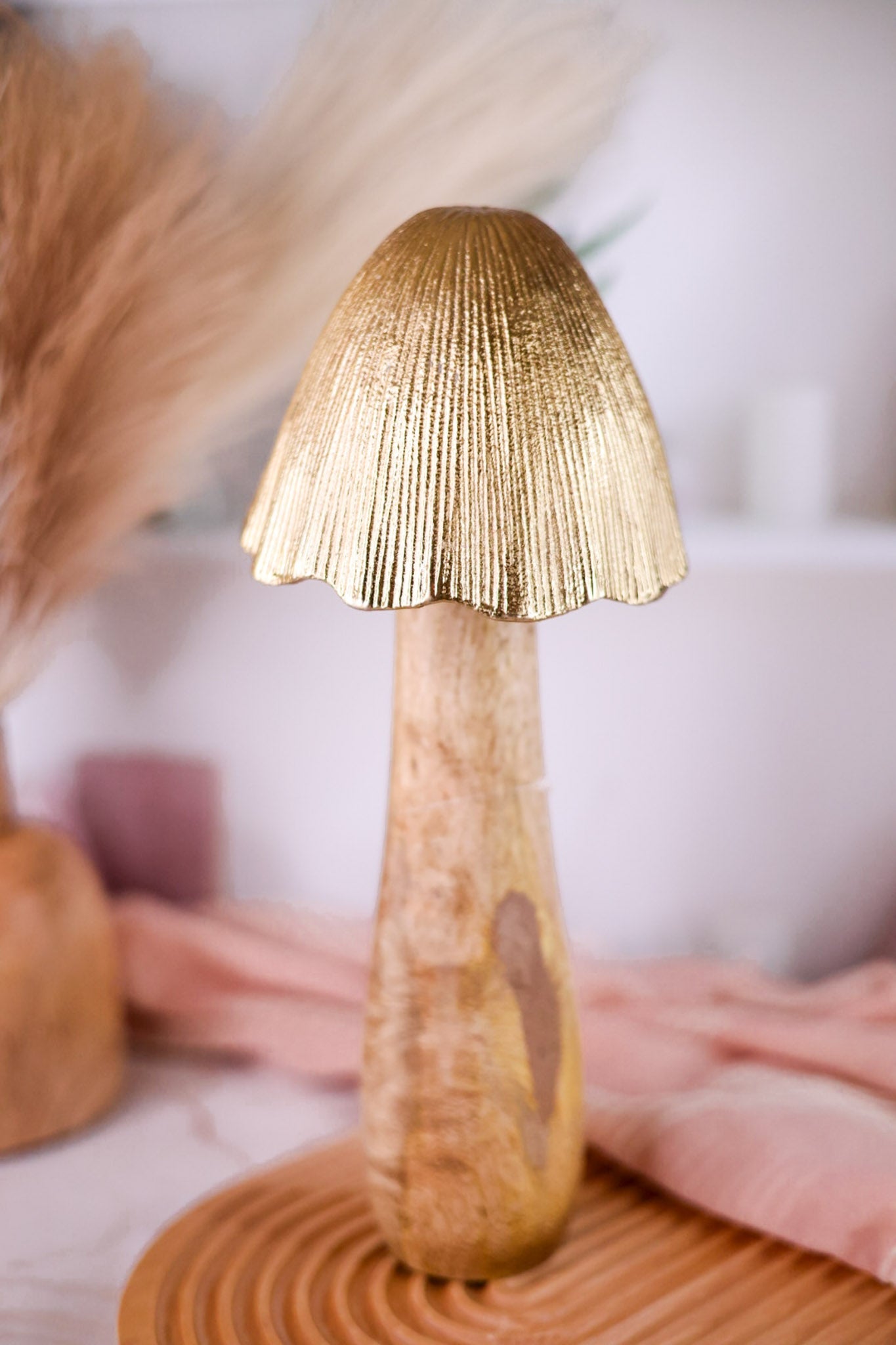Aluminum and Mango Wood Decorative Mushrooms (3 Sizes) - Whiskey Skies - GERSON COMPANIES