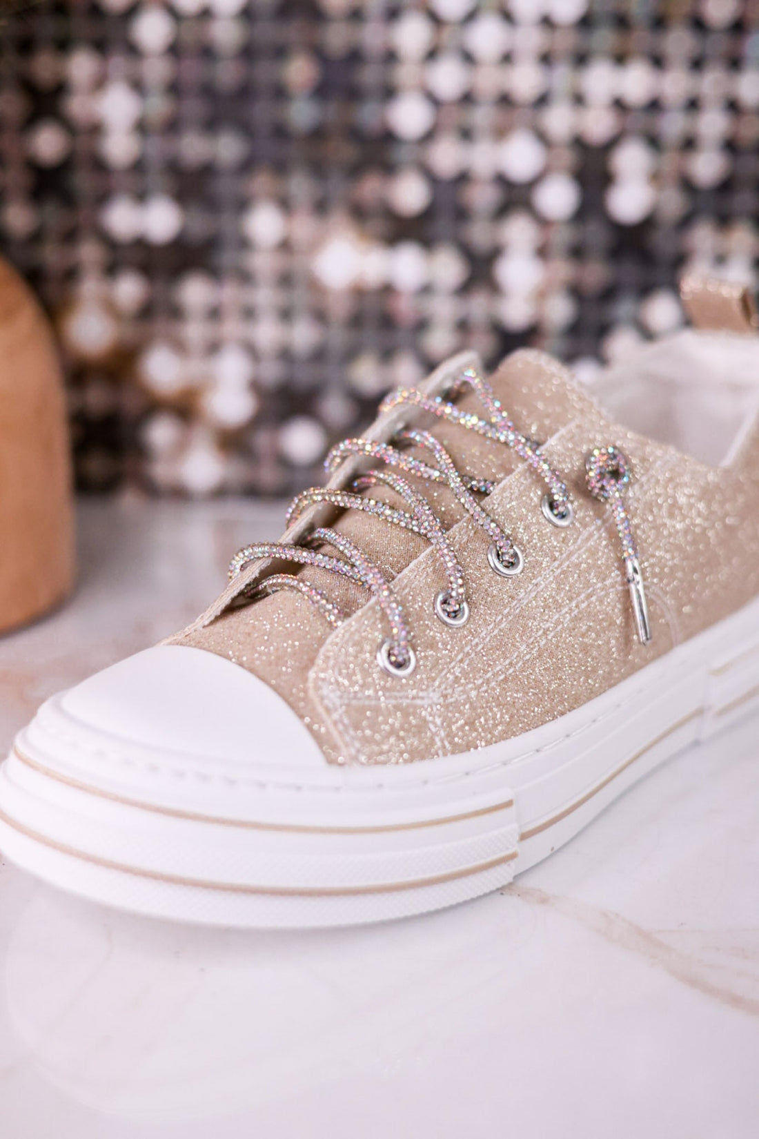 Aman 2 Gold Glitter Sneakers - Whiskey Skies - VERY G