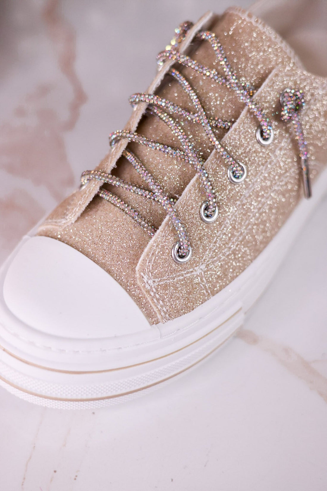 Aman 2 Gold Glitter Sneakers - Whiskey Skies - VERY G