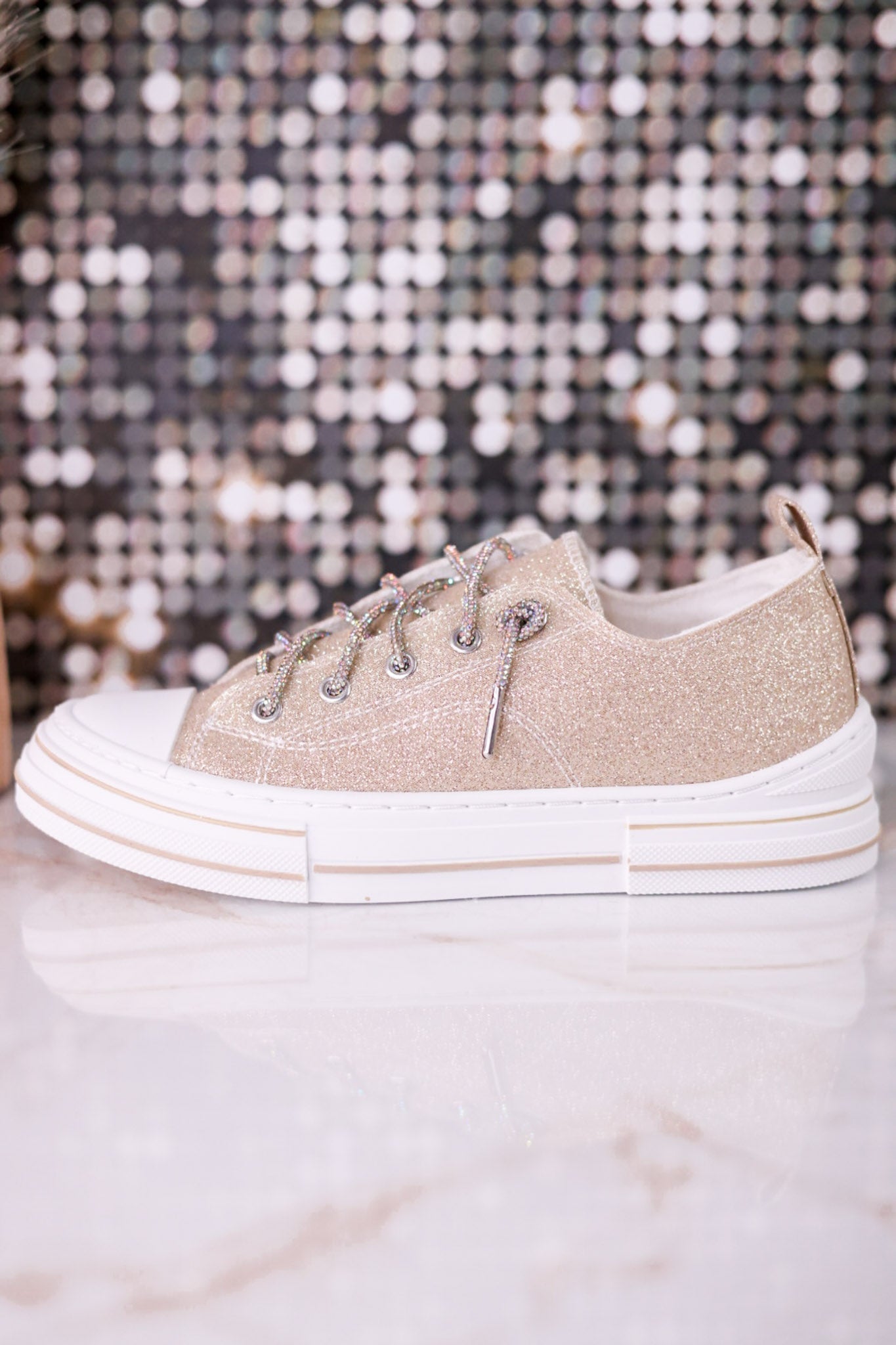 Aman 2 Gold Glitter Sneakers - Whiskey Skies - VERY G