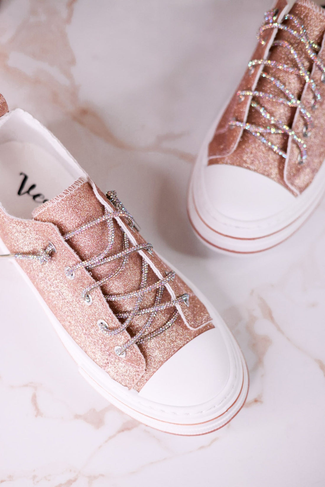 Aman 2 Rose Gold Glitter Sneakers - Whiskey Skies - VERY G