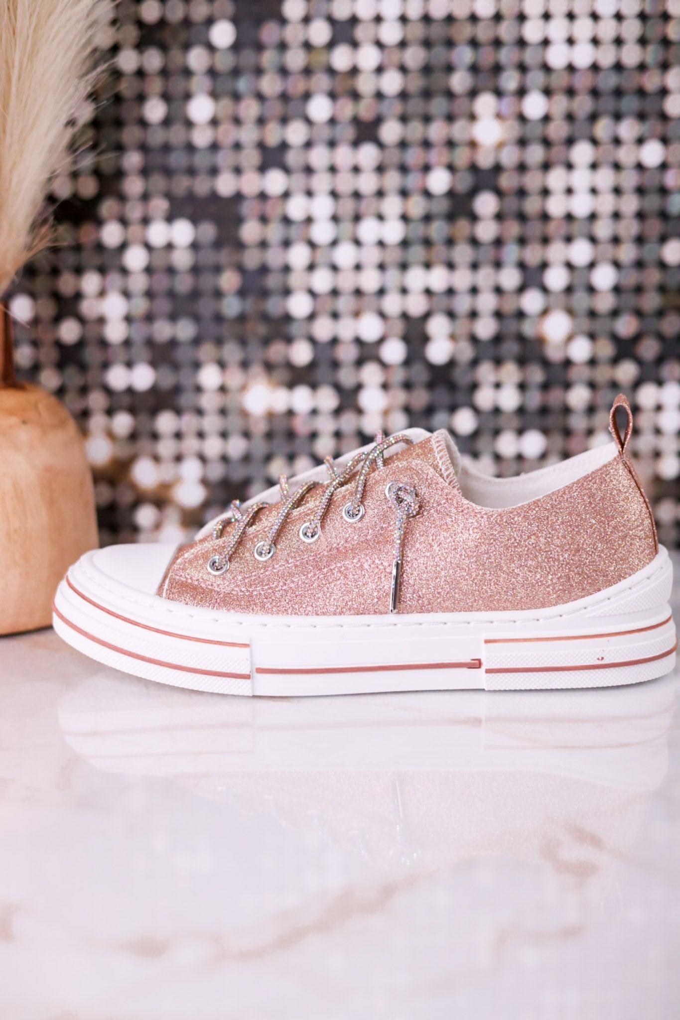 Aman 2 Rose Gold Glitter Sneakers - Whiskey Skies - VERY G
