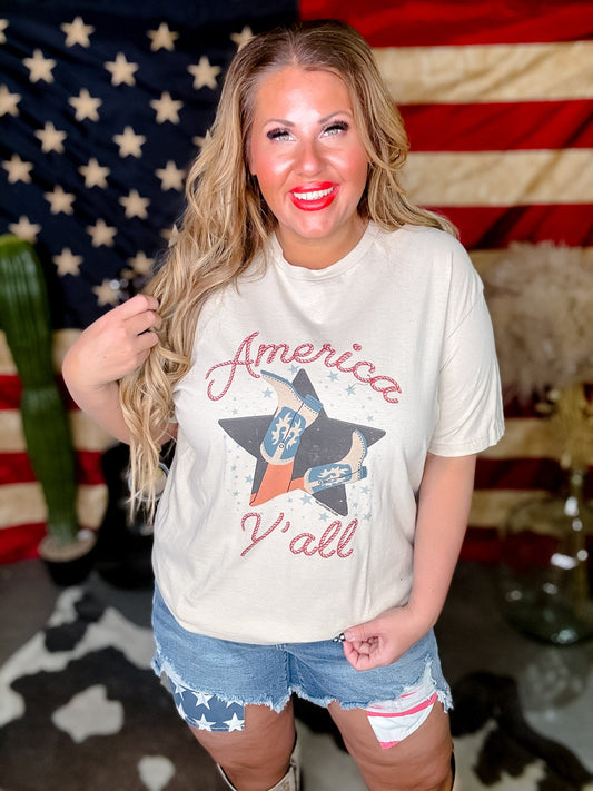 America Y'all Graphic Tee - Whiskey Skies - THE LATTIMORE CLAIM