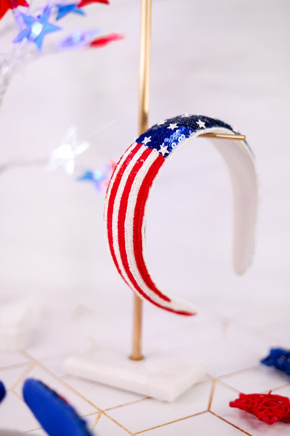 American Flag Sequin Headband - Whiskey Skies - MUD PIE