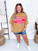 American Flag Short Sleeve Pullover Tunic in Camel Brown - Whiskey Skies - ODDI