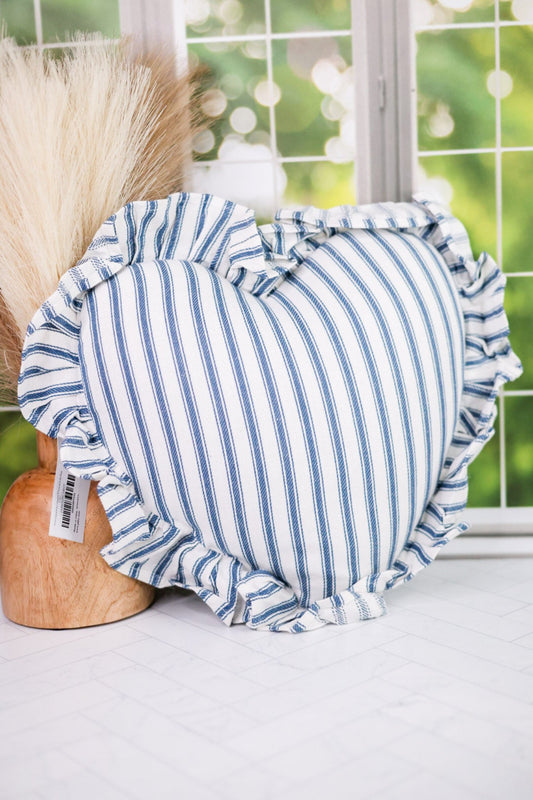 Americana Heart Shaped Pillow with Ruffled Edges - Whiskey Skies - PEKING HANDICRAFT