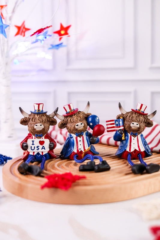 Americana Highland Cow Shelf Sitter With Rope Legs (3 Styles) - Whiskey Skies - GERSON COMPANIES