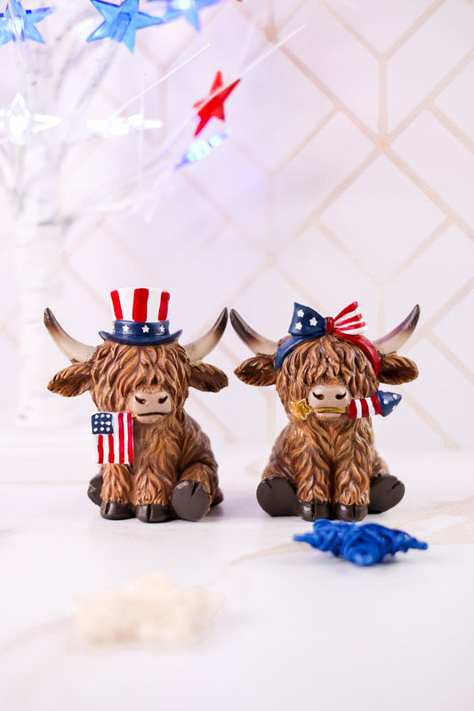 Americana Resin Highland Cow Figurines (2 Styles) - Whiskey Skies - GERSON COMPANIES