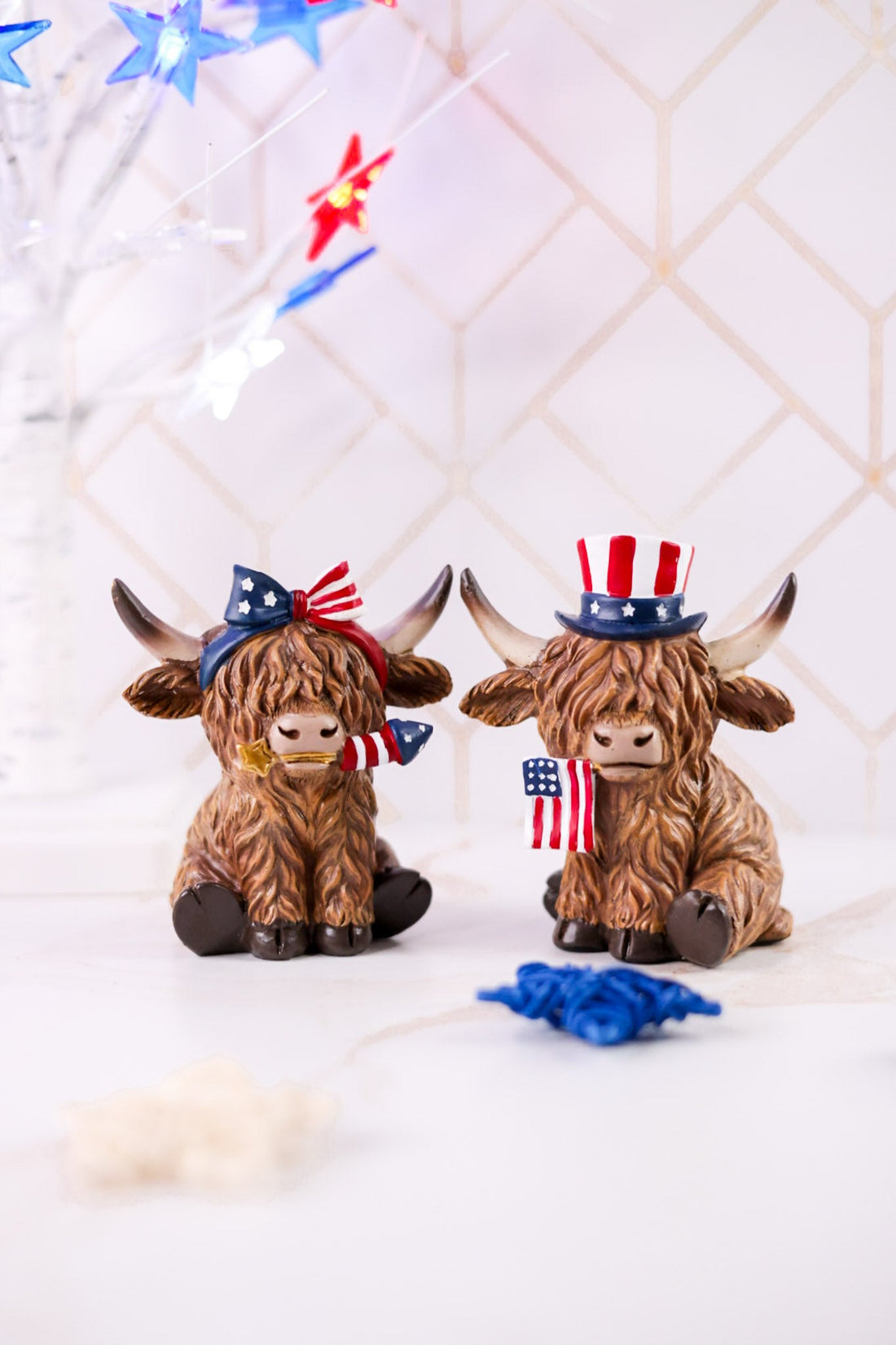 Americana Resin Highland Cow Figurines (2 Styles) - Whiskey Skies - GERSON COMPANIES