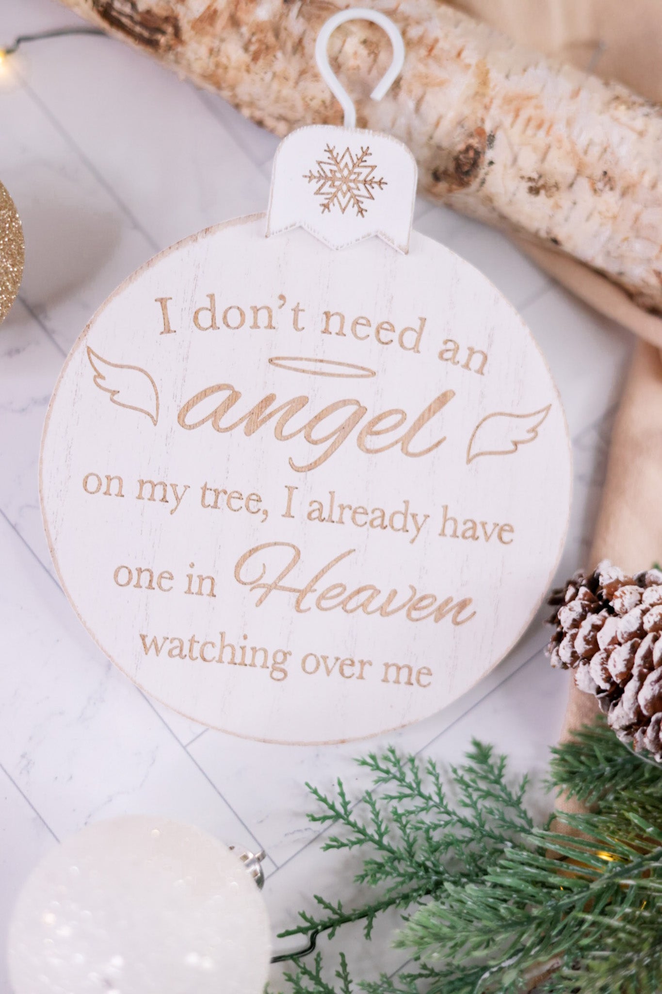 Angel Watching Over Me Wooden Ornament - Whiskey Skies - ADAMS & CO