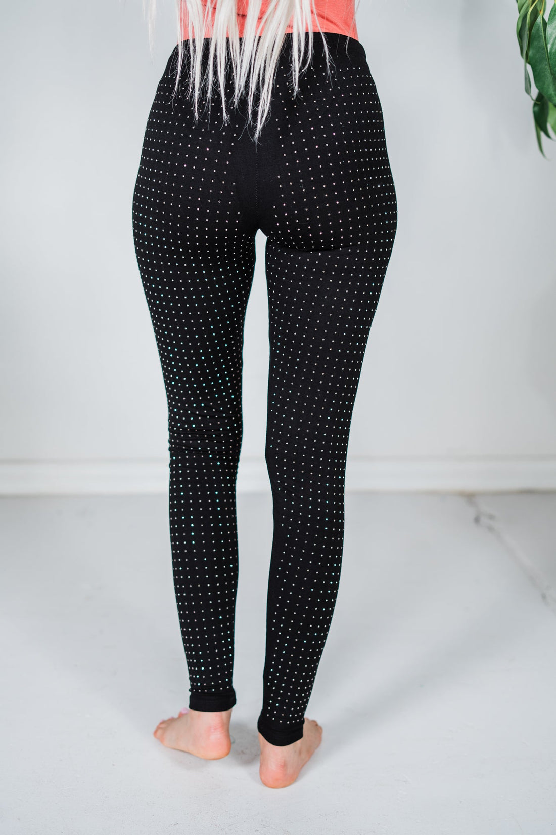 Ankle Length Low Rise Black Rhinestone Leggings - Whiskey Skies - VOCAL