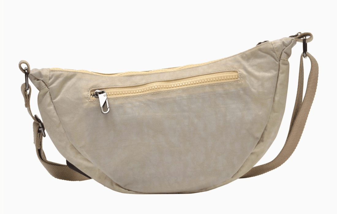 Anti Theft Crescent Sling Bag in Beige - Whiskey Skies - CALLA PRODUCT