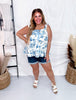 Antique Floral Bow Tie Detailed Tank Top - Whiskey Skies - HAYDEN
