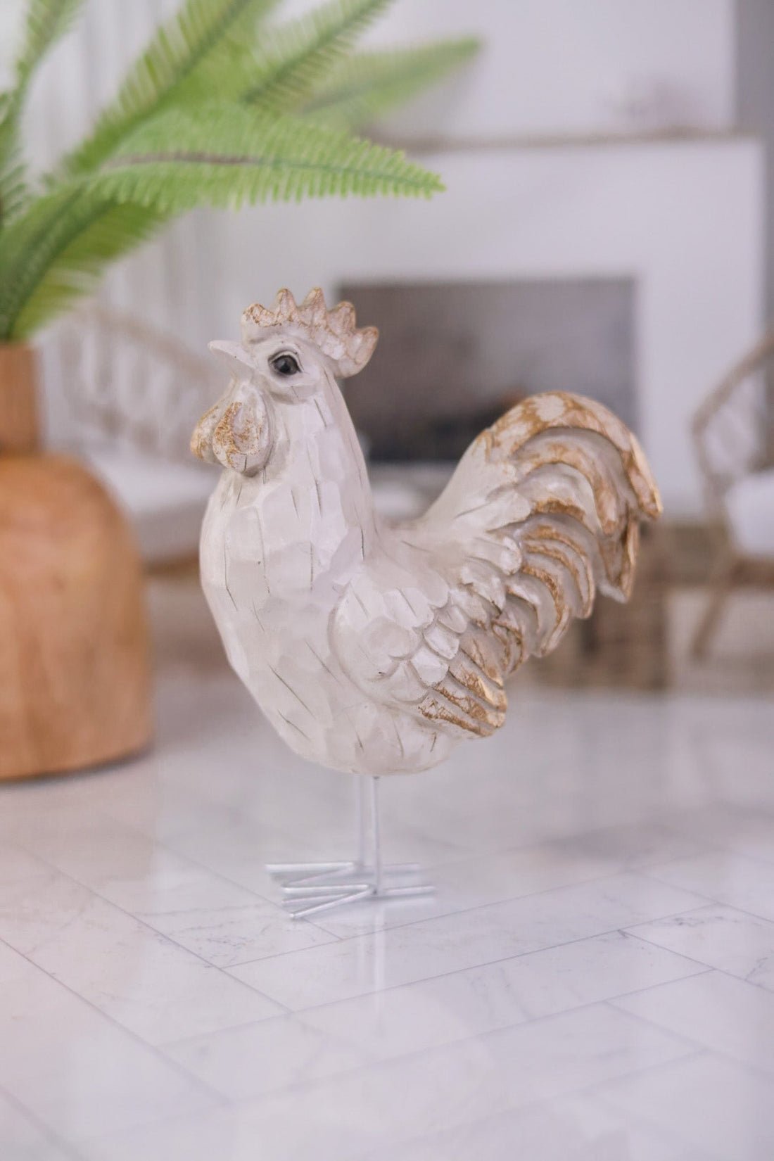 Antique White Resin Rooster - Whiskey Skies - WT COLLECTION