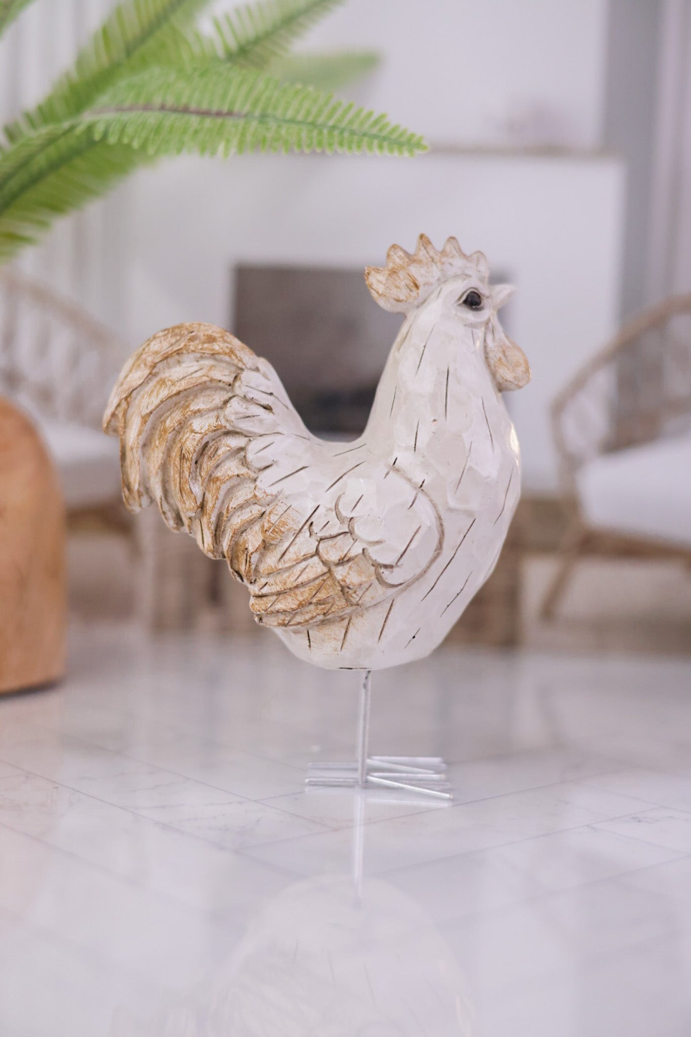 Antique White Resin Rooster - Whiskey Skies - WT COLLECTION