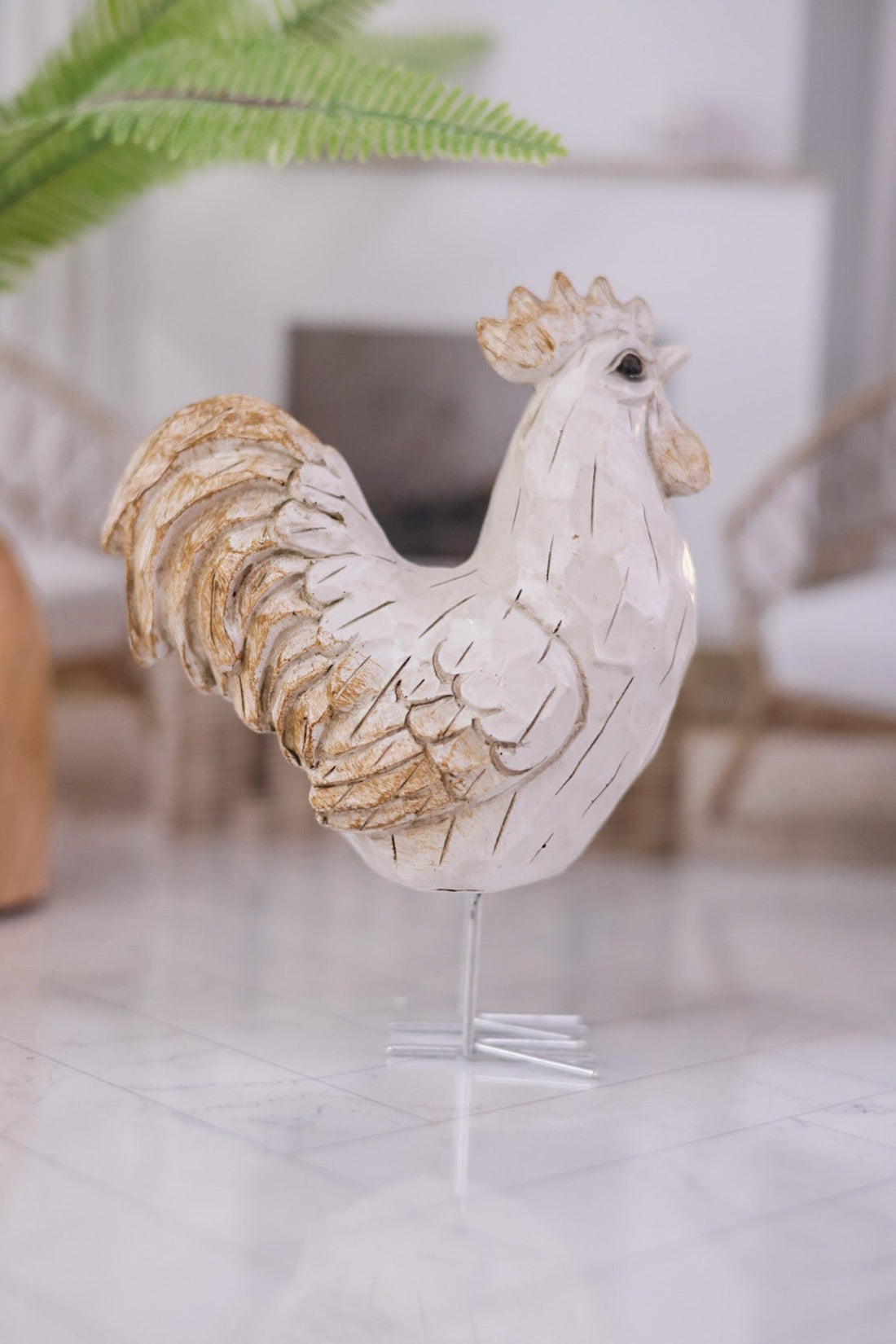 Antique White Resin Rooster - Whiskey Skies - WT COLLECTION