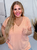 Apricot Short Sleeve Hi - Low Tunic Top - Whiskey Skies - ANDREE BY UNIT