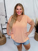 Apricot Short Sleeve Hi - Low Tunic Top - Whiskey Skies - ANDREE BY UNIT