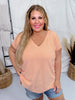 Apricot Short Sleeve Hi - Low Tunic Top - Whiskey Skies - ANDREE BY UNIT