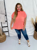 Apricot Short Sleeve Mock Neck Sweater Top - Whiskey Skies - ANDREE BY UNIT