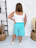 Aqua Blue Acid Washed French Terry Cargo Bermuda Shorts - Whiskey Skies - ODDI