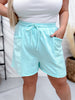 Aqua Blue Acid Washed French Terry Shorts - Whiskey Skies - ODDI