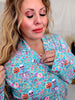 Aqua Skeleton Long Sleeve Shirt And Shorts Pajama Set - Whiskey Skies - BIRD & CO