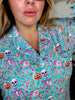 Aqua Skeleton Long Sleeve Shirt And Shorts Pajama Set - Whiskey Skies - BIRD & CO