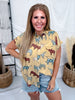 Artsy Longhorn Short Sleeve Button Down Shirt - Whiskey Skies - COTTON AND RYE OUTFITTERS