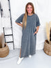 Ash Gray Mineral Washed Terry Maxi T-Shirt Dress - Whiskey Skies - EASEL