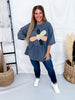 Ash Navy Mineral Washed Smiley Flower Patch Shirt - Whiskey Skies - EASEL