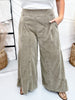 Ash Olive Corduroy High Rise Palazzo Pants - Whiskey Skies - EASEL