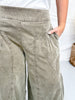 Ash Olive Corduroy High Rise Palazzo Pants - Whiskey Skies - EASEL