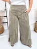 Ash Olive Corduroy High Rise Palazzo Pants - Whiskey Skies - EASEL