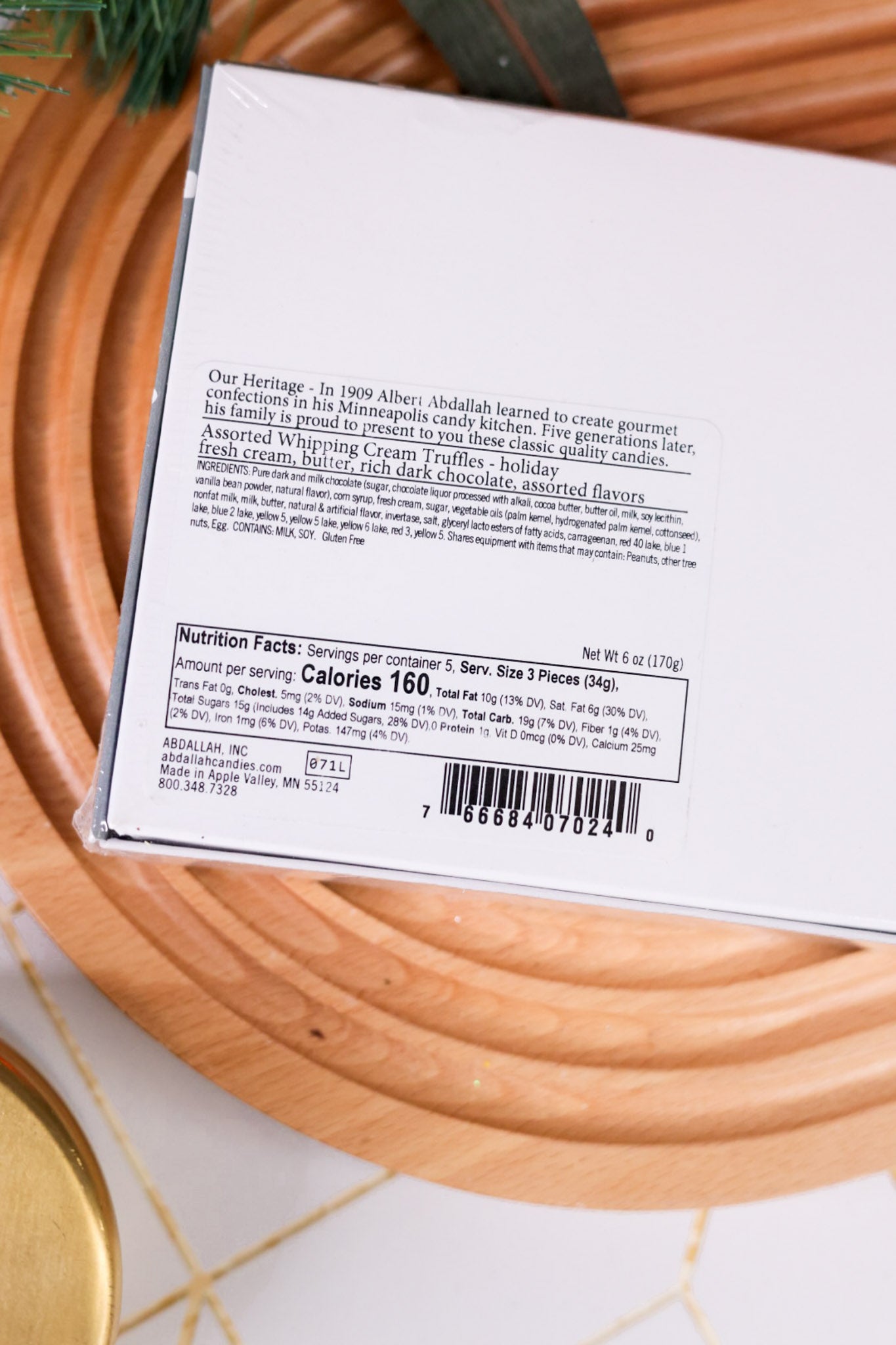 Assorted Whipping Cream Truffles In Christmas Box - Whiskey Skies - ABDALLAH CANDIES