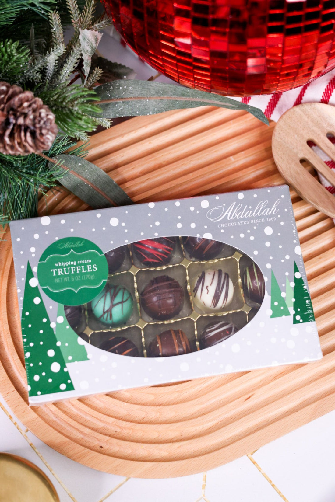 Assorted Whipping Cream Truffles In Christmas Box - Whiskey Skies - ABDALLAH CANDIES