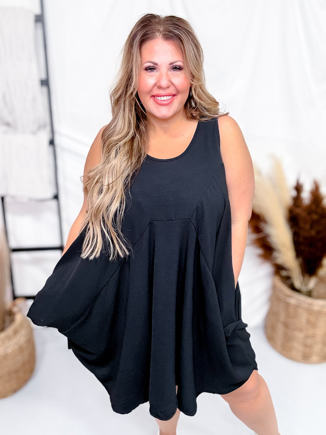 Asymmetrical Flowy Black Tank Top Dress - Whiskey Skies - SEW IN LOVE